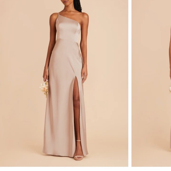 NWT Birdy Grey Kensie One Shoulder Matte Satin Taupe Dress Size S - Picture 6 of 8